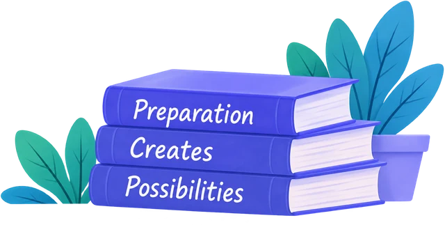 A stack of books reading preparation creates possibilities.